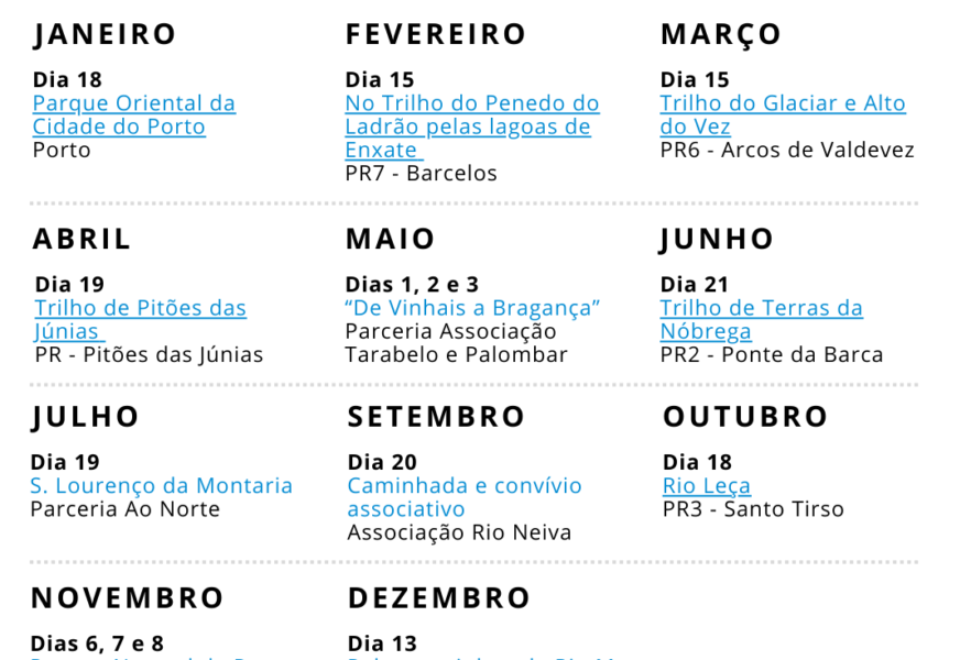 Plano Anual de Caminhadas 2026